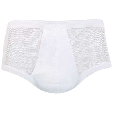 Slip en coton blanc de taille haute avec maille aérée et ceinture élastiquée