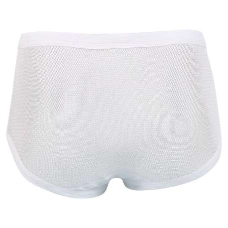 Slip en coton blanc de taille haute avec maille aérée et ceinture élastiquée - Image 2
