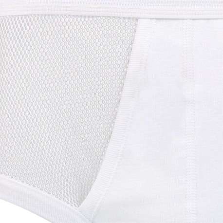 Slip en coton blanc de taille haute avec maille aérée et ceinture élastiquée - Image 5