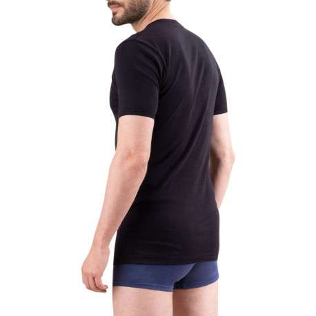 Tee-shirt moulant Héritage en pur coton noir à col rond et manches courtes - Image 5