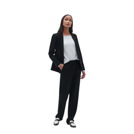 Pantalon noir uni avec une coupe slim et une taille intermédiaire - Image 5