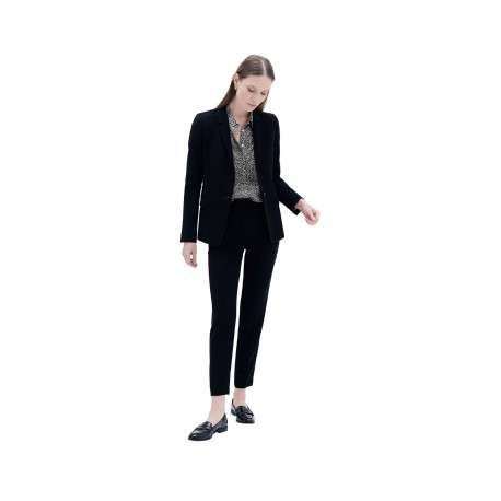 Pantalon noir uni avec une coupe slim et une taille intermédiaire - Image 3