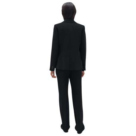 Blazer noir uni avec une coupe ajusté un col cranté et des manches longues - Image 2