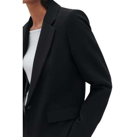 Blazer noir uni avec une coupe ajusté un col cranté et des manches longues - Image 3