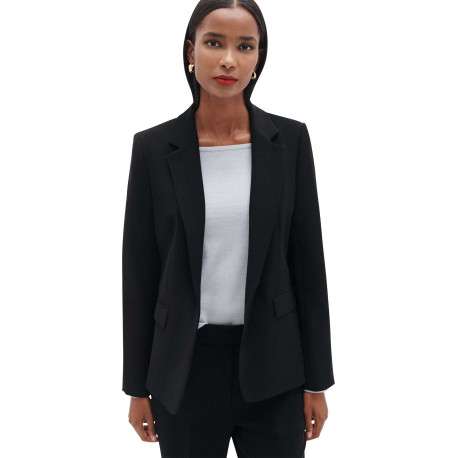 Blazer noir uni avec une coupe ajusté un col cranté et des manches longues - Image 4
