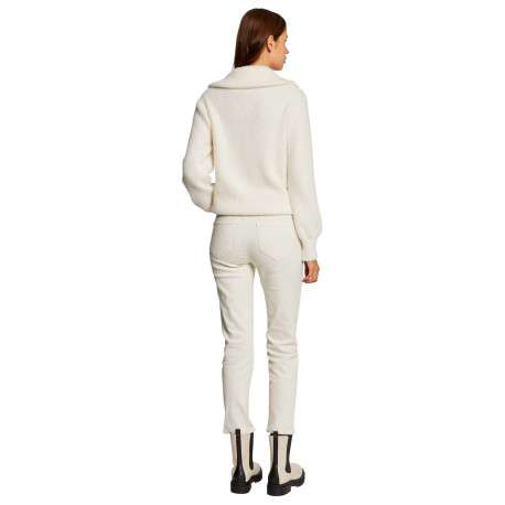 Pull écru uni avec une coupe droite à col montant et une fermeture zippée - Image 8