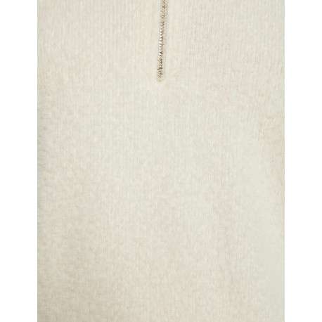 Pull écru uni avec une coupe droite à col montant et une fermeture zippée - Image 12