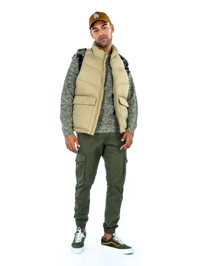 Pantalon Cargo Homme Quiz Man - Taille M UK, Vert Kaki, Coupe Slim, Coton, Neuf Avec étiquette