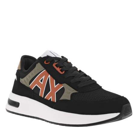 Sneakers noires à doublure néoprène et semelle semi-compensée blanche - Image 6