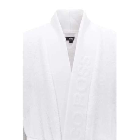 Peignoir blanc en coton avec ceinture à nouer devant - Image 3