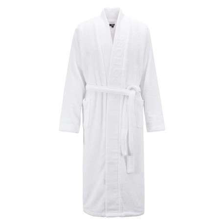 Peignoir blanc en coton avec ceinture à nouer devant