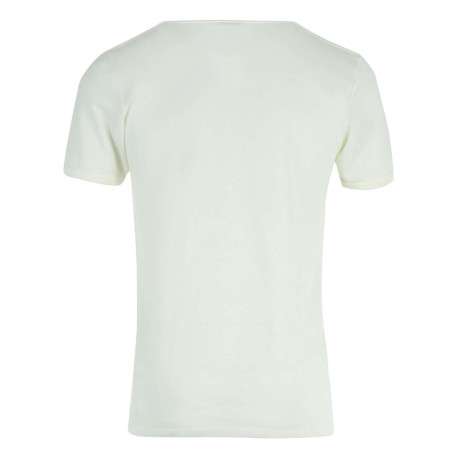 T-shirt blanc uni avec une coupe droite un col rond et des manches courtes - Image 2