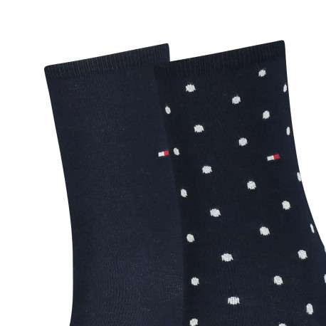 Lot de 2 paires de chaussettes noires à pois en coton mélangé extensible - Image 3