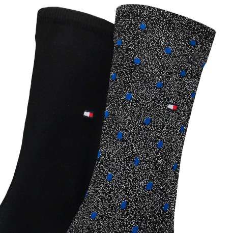 Lot de 2 paires de chaussettes noires et argentées à pois décoratifs - Image 3