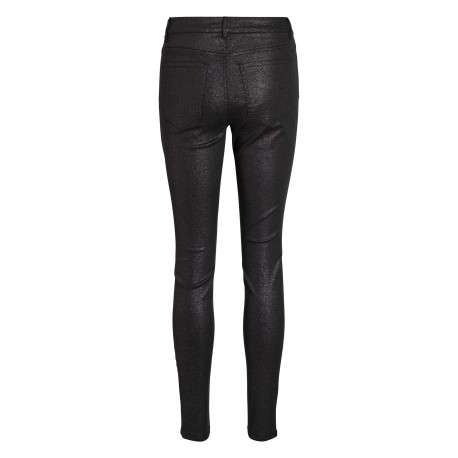 Pantalon en coton noir aspect enduit avec une coupe skinny fit et à 5 poches - Image 2