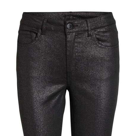 Pantalon en coton noir aspect enduit avec une coupe skinny fit et à 5 poches - Image 3