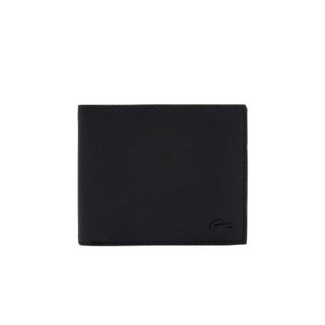 Portefeuille pliable noir uni avec un aspect piqué et crocodile ton sur ton