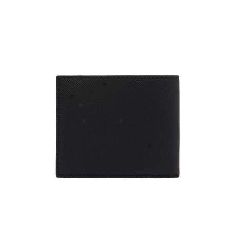 Portefeuille pliable noir uni avec un aspect piqué et crocodile ton sur ton - Image 2