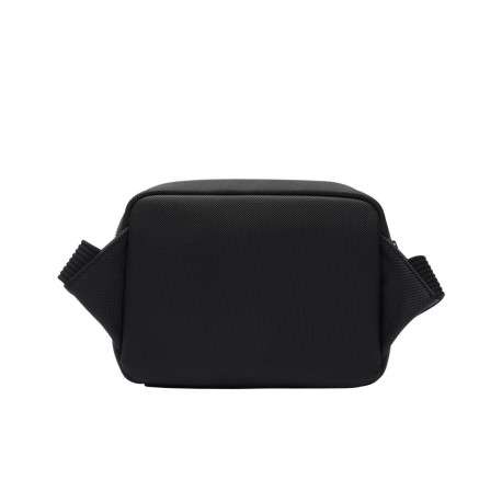 Sacoche noire unie avec un aspect piqué et une poche zippée à l'avant - Image 3
