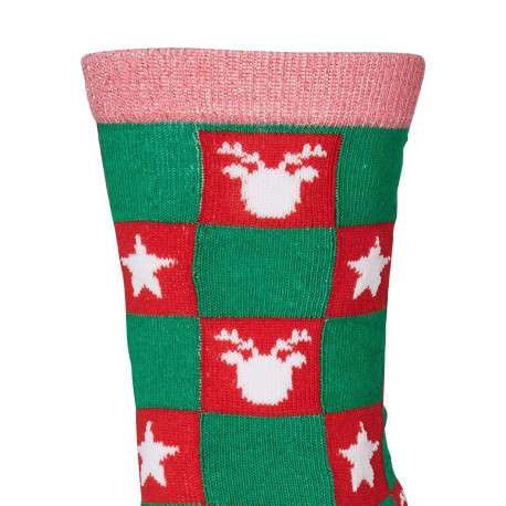 Chaussettes vertes, rouges et roses avec un damier et une coupe haute - Image 2