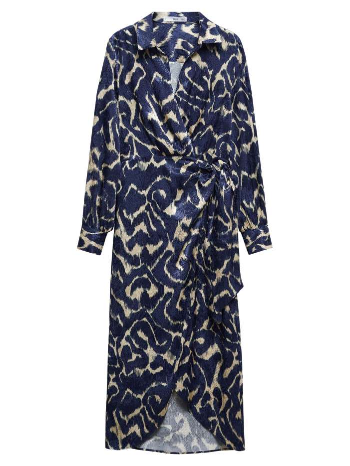 Robe longue bleue imprimé...