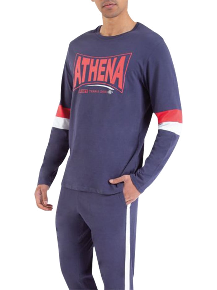Pyjama long marine en coton...