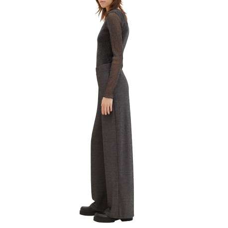 Pantalon noir uni avec une coupe regular fit et du lurex argenté - Image 2