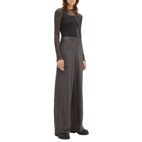 Pantalon noir uni avec une coupe regular fit et du lurex argenté - Image 3