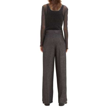 Pantalon noir uni avec une coupe regular fit et du lurex argenté - Image 4