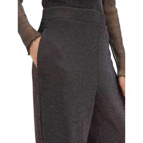 Pantalon noir uni avec une coupe regular fit et du lurex argenté - Image 5