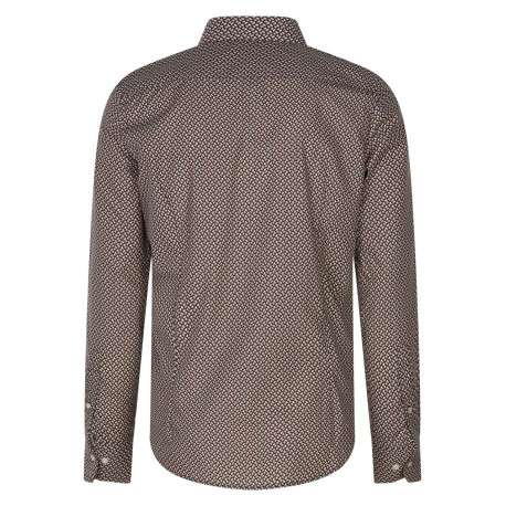 Chemise en coton rouge avec des imprimés géométriques et un col classique - Image 2