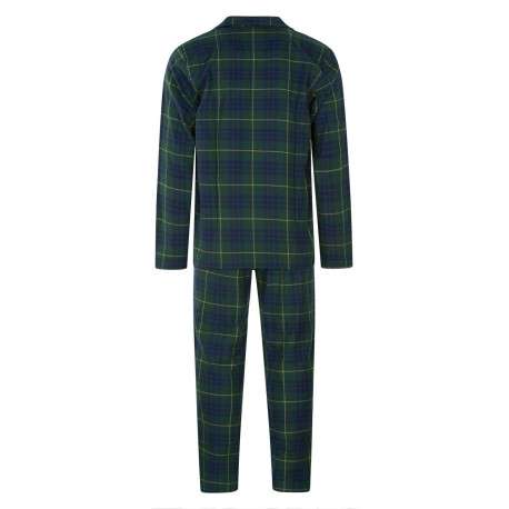 Pyjama long en coton sapin à tartan avec une coupe droite et un col français - Image 2