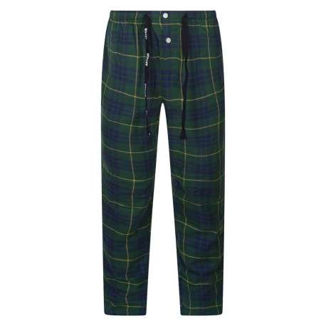 Pyjama long en coton sapin à tartan avec une coupe droite et un col français - Image 3