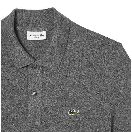 Polo Ph4012 en coton gris chiné avec une coupe droite et logo brodé poitrine - Image 2