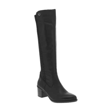 Bottes bi-matières en cuir noir à semelle à talon décroché moyen - Image 3