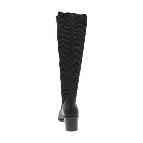 Bottes bi-matières en cuir noir à semelle à talon décroché moyen - Image 6