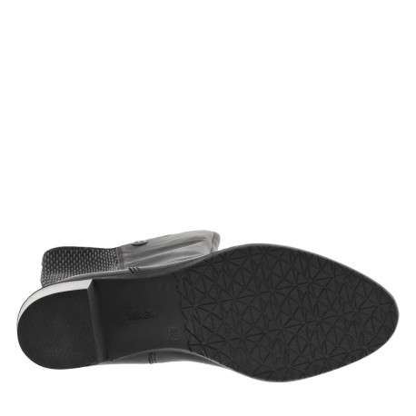 Bottes bi-matières en cuir noir à semelle à talon décroché moyen - Image 5