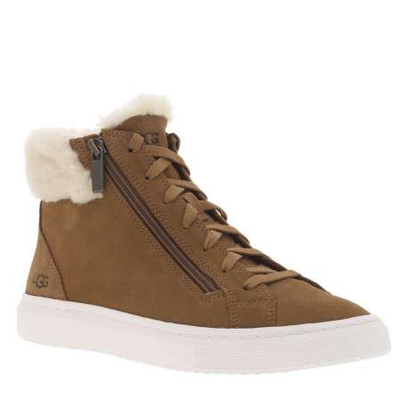 Bottines en cuir écrues avec une doublure fourrée et à lacets plats - Image 3
