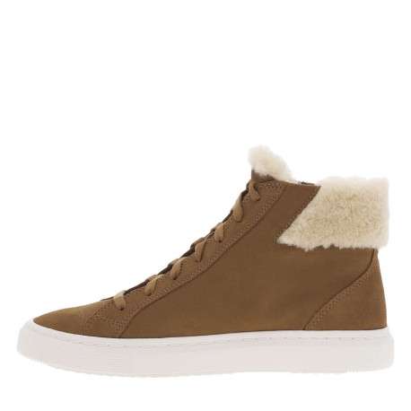 Bottines en cuir écrues avec une doublure fourrée et à lacets plats
