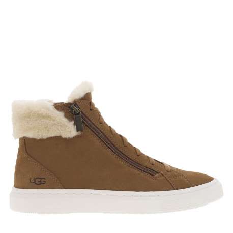 Bottines en cuir écrues avec une doublure fourrée et à lacets plats - Image 2