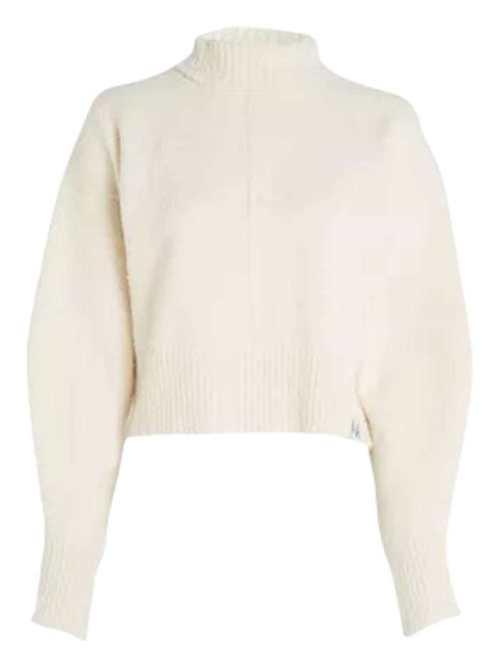 Pull en coton écru uni avec...
