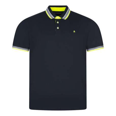 Polo en coton bleu avec une coupe droite et une fermeture boutonnée