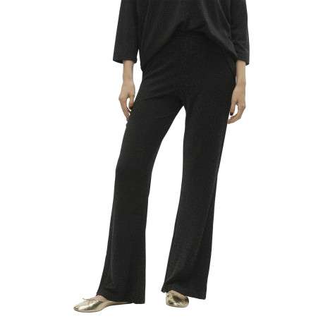 Pantalon noir avec détail lurex une taille élastiquée et une coupe regular fit