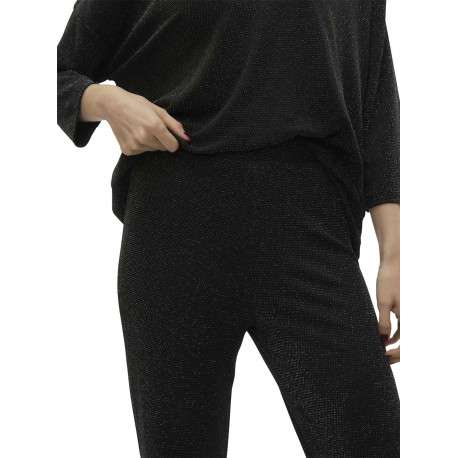 Pantalon noir avec détail lurex une taille élastiquée et une coupe regular fit - Image 4