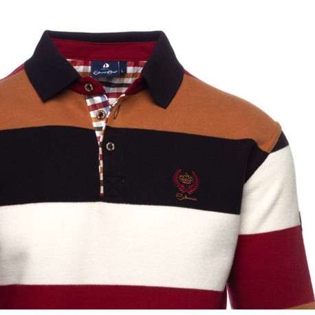 Polo bordeaux à rayures avec une coupe droite et des manches longues - Image 2