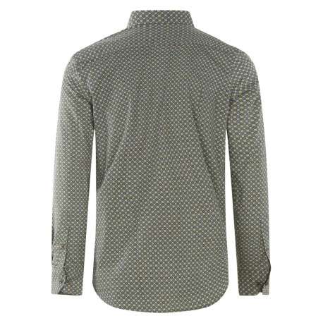 Chemise en coton kaki imprimé à coupe droite et col à revers courts - Image 2