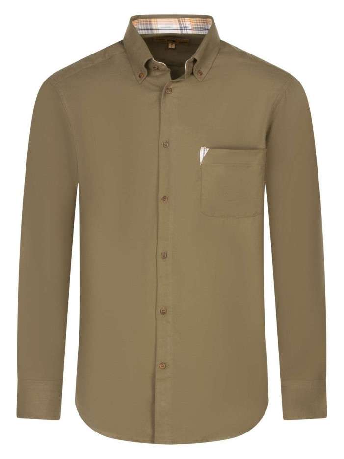 Chemise en coton kaki unie...