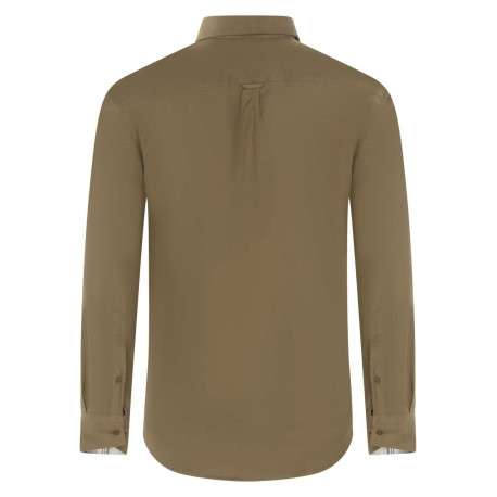 Chemise en coton kaki unie avec une coupe droite et un col américain - Image 2