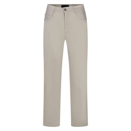 Pantalon coton écru uni avec une coupe skinny et une double fermeture