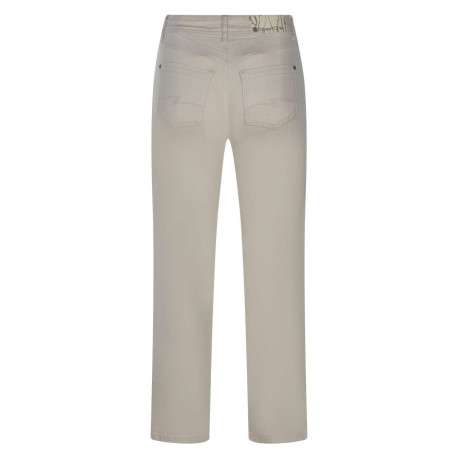 Pantalon coton écru uni avec une coupe skinny et une double fermeture - Image 2